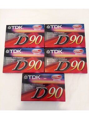 TDK D90 Blank Audio Cassette Tape High Output IEC1/Type1 Sealed Lot Of 5 Vintage